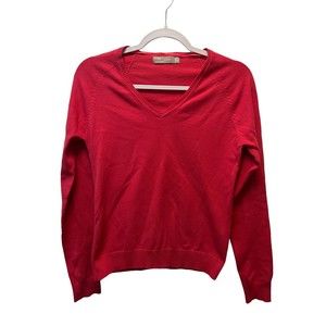 Zara Womens Medium V Neck Sweater Pullover Sweatshirt Pink Long Sleeve size L